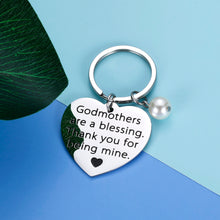 Load image into Gallery viewer, Godmother Christmas Birthday Keychain Gifts for Grandmom Thank You Gift for Women Christening Baptism Religious Gift for Godmom Appreciation Gift From Godson Goddaughter Godchild Best Godmother gift