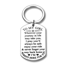Load image into Gallery viewer, To My Little Girl Inspirational Gifts Keychain For Daughter From Mom Dad Sweet 16th 18th 21st Birthday Graduation Wedding Christmas Mothers Day Gift For Step Teen Adult Daughter Girls Kids Keyring