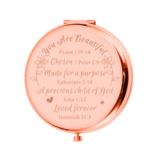 Load image into Gallery viewer, Christian Gifts for Women Religious Bible Verse Inspirational Gifts for Women Daughter Friends Compact Mirror Baptism Gifts for Teen Girls Kids Birthday Christmas Valentines Gifts for Girlfriend Wife
