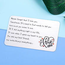 Load image into Gallery viewer, Mens Wallet Insert Card Engraved Anniversary Gif For Husband Boyfriend From Wife Girlfriend Valentines Day Gifts For Him Her Never Forget That I Love You Birthday Wedding Christmas Deployment Gifts
