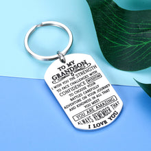 Load image into Gallery viewer, Grandson Keychain Gifts From Grandma Grandpa Grandparents Nana To My Grandson Inspirational High School Graduation Gifts for Grandson Teenager Boys First Birthday Christmas Baptism Newborn Gifts
