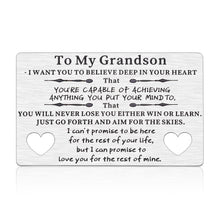 Load image into Gallery viewer, To My Grandson Gifts From Grandma Grandpa Engraved Wallet Insert Birthday Card for Grandson Inspirational Gift for Teen Boy 16 18 21 Graduation i Love You Grandson Gifts for Him Wedding Christmas
