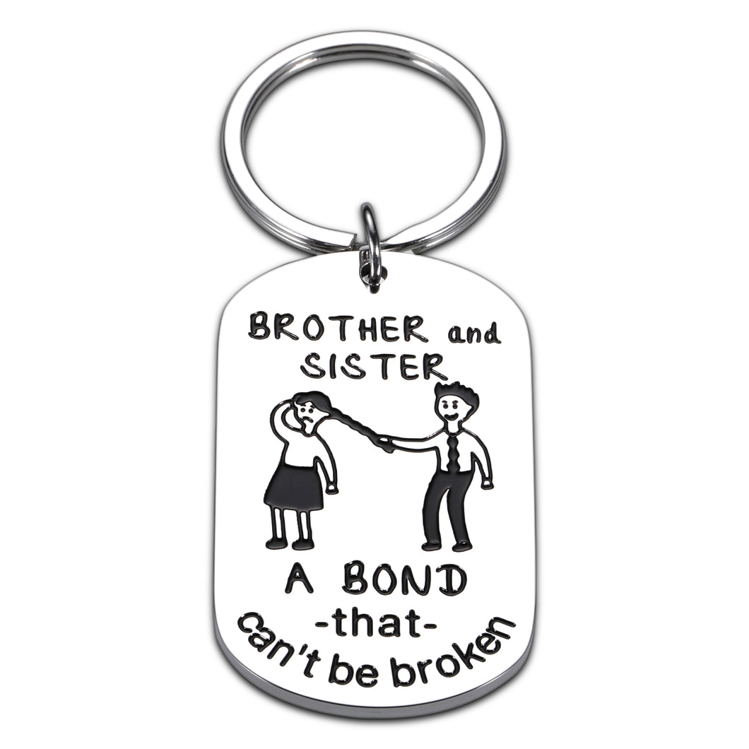 Funny Sister And Brother Keychain Birthday Gift for Sister From Brother Graduation Gift for Brother In Law Gifts From Sister In Law for Little Sister From Big Brother To Little Brother From Big Sister