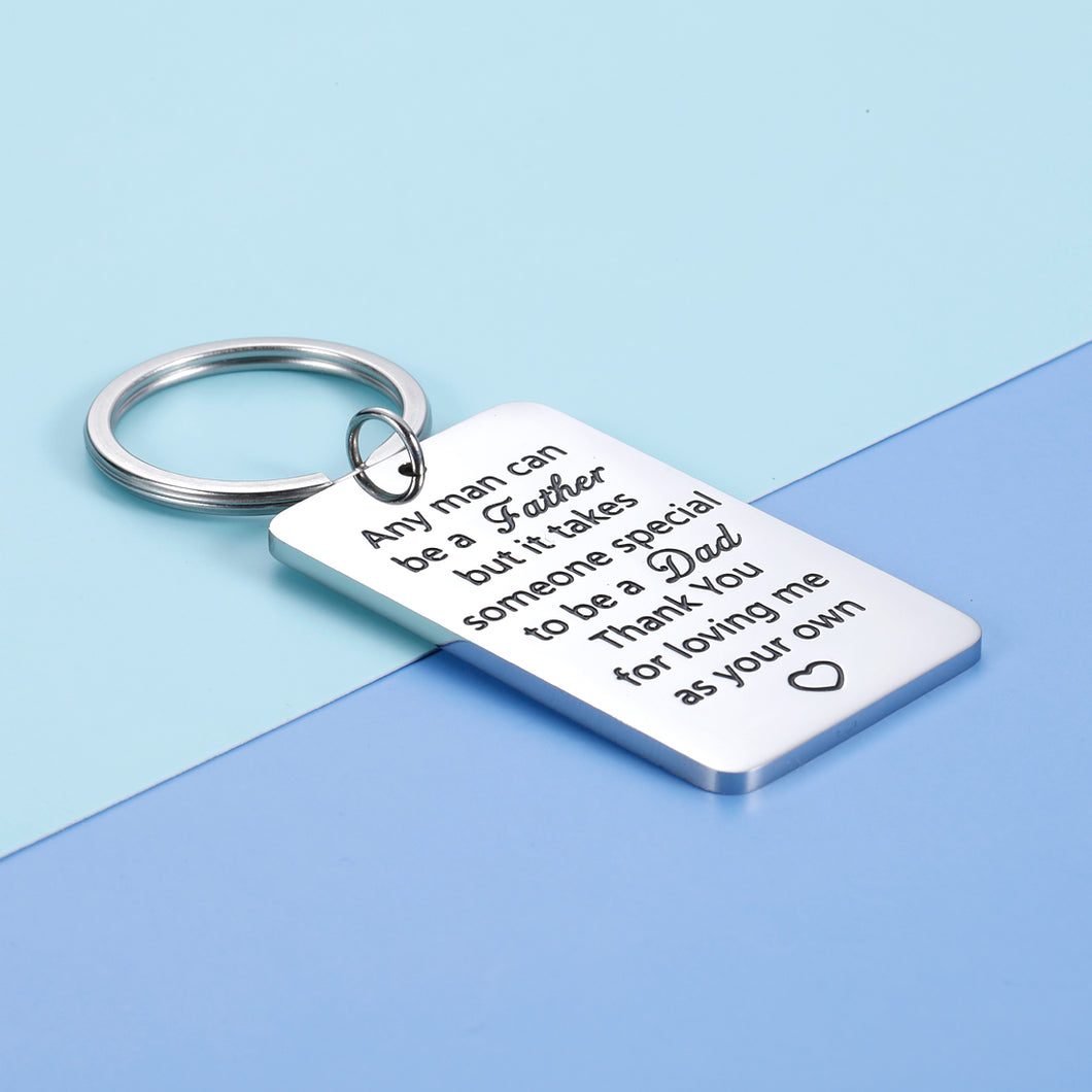 Step Dad Keychain Father’s Day Gift From Daughter Son Birthday Christmas Thanksgiving Wedding Gifts Any Man Can Be A Father Inspirational Key Chain For Daddy In Law Men Valentine’s Day Gifts Him