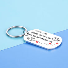 Load image into Gallery viewer, Aeolussoms I Love You More Than The Miles Between Us Long Distance Relationship Keychain Going Away Gift Travel Birthday Christmas Gift, Silver, Small
