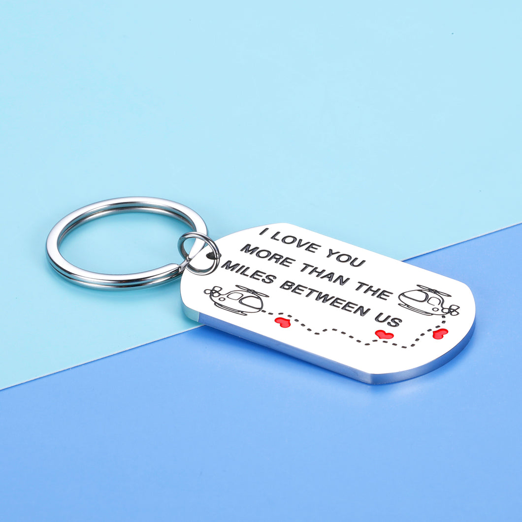 Aeolussoms I Love You More Than The Miles Between Us Long Distance Relationship Keychain Going Away Gift Travel Birthday Christmas Gift, Silver, Small