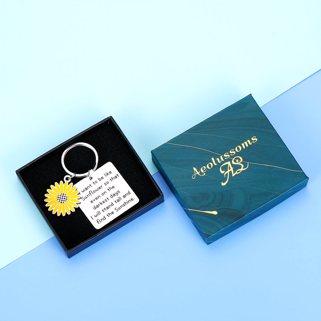 Sunflower Charm Key Chain Spiritual Inspirational Gifts for Her Women Girls Friends Spiritual Floral Keychain Sunflower Jewelry Gift for Teen Girls Graduation Birthday Christmas Friendship