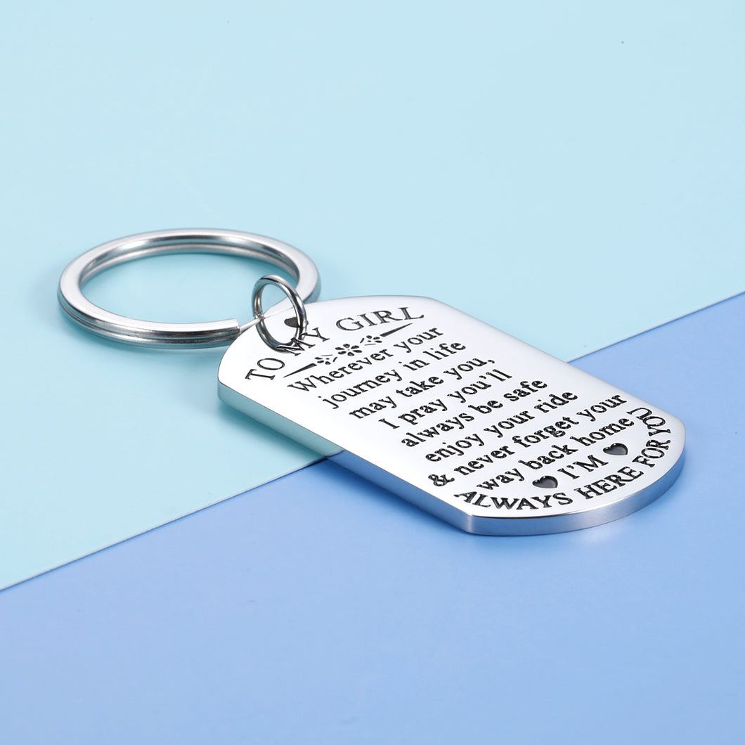 To My Little Girl Inspirational Gifts Keychain For Daughter From Mom Dad Sweet 16th 18th 21st Birthday Graduation Wedding Christmas Mothers Day Gift For Step Teen Adult Daughter Girls Kids Keyring