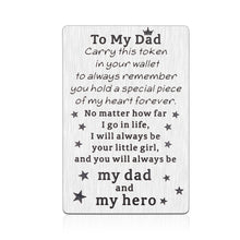Load image into Gallery viewer, Engraved Wallet Card Insert Gifts for Dad From Son Daughter Father&#39;s Day Presents To Daddy Birthday Wedding Christmas Gifts Stepfather Papa Daddy To Be Gift Ideas for Men Him From Children
