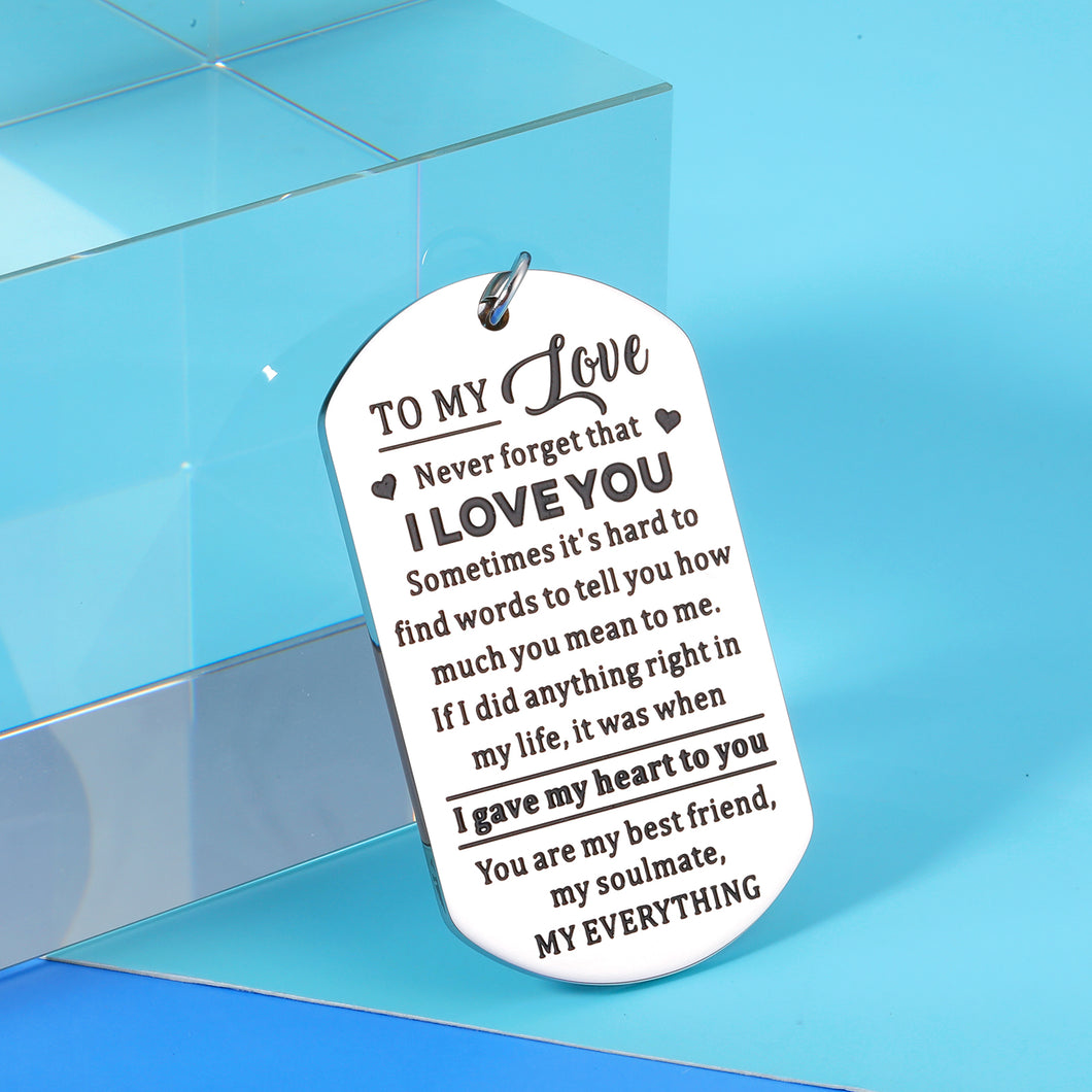 To My Love Keychain Valentines Gifts for Boyfriend Girfriend Fiance Christmas Birthday Gift for Husband Wife Anniversary Wedding Engagement Gift for Women Men I Love You Key Ring for Couple Soulmate