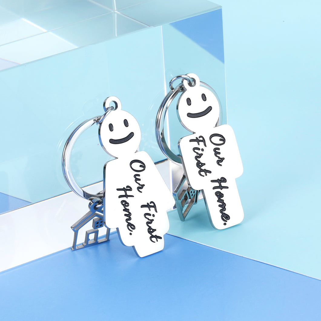 Our First Home Couple Keychain Gifts 2 Pcs for New Home Owners Couple Women Men Best Friend Realtor Closing Gifts Real Estate Gifts New Home Apartment Housewarming Gifts from Agent for Clients Buyers