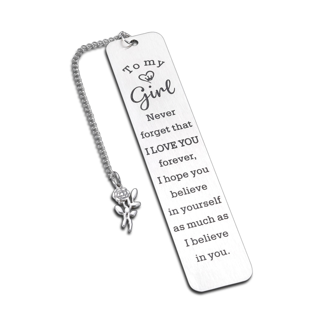 to My Little Girl Inspirational Gifts Bookmark for Daughter from Mom Dad Sweet 16th 18th 21st Birthday Christmas Valentines Graduation Wedding Mothers Day Gift for Kids Teen Girls Adult Women Her