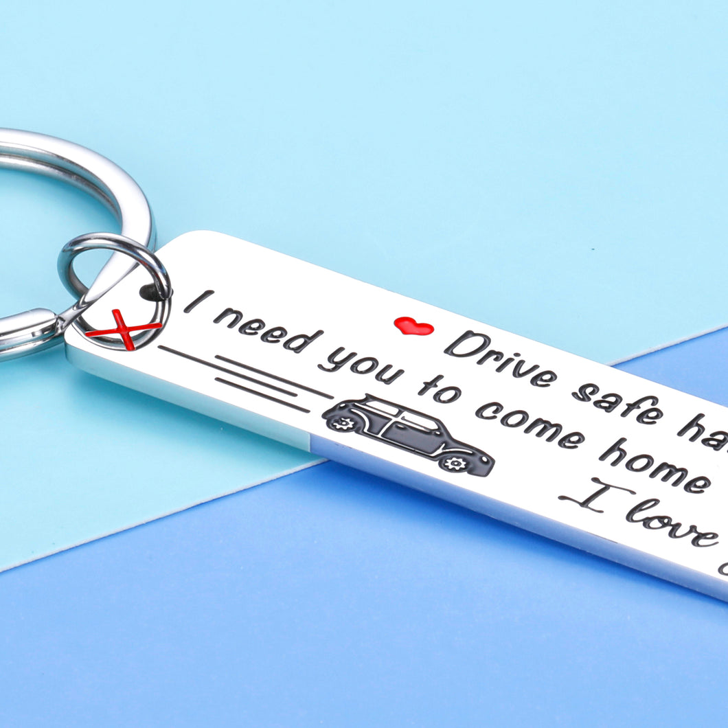 Drive safe keychain gift for best Husband Boyfriend groom fiance BF couple i love you valentine wedding anniversary birthday gift for men him Christmas stocking stuffer from wife girlfriend her