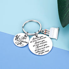 Load image into Gallery viewer, 16 Birthday Keychain Gifts for Girls Boys Teens Kids Friends Family Son Daughter Sweet 16th And Fabulous Key Chain Inspirational Gift Ideas Happy Birthday Charms Jewelry for Niece Nephew Him Her
