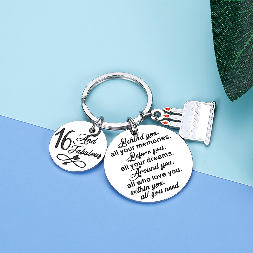 16 Birthday Keychain Gifts for Girls Boys Teens Kids Friends Family Son Daughter Sweet 16th And Fabulous Key Chain Inspirational Gift Ideas Happy Birthday Charms Jewelry for Niece Nephew Him Her