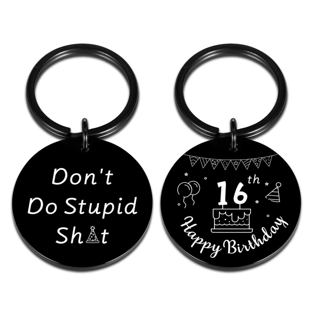 Sweet 16th Birthday Gifts for Teens Boys Girls Kids Friends Family Son Daughter 16 Year Old Girl Birthday Gift Ideas for Women Men Granddaughter Grandson Birthday Present Double-Sided Keychain Jewelry