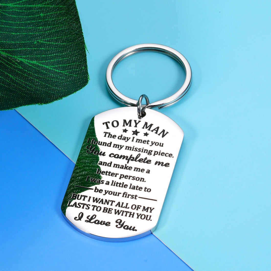 Valentines Gifts for Men To My Man Keychain Christmas Anniversary Birthday Gift for Him Husband Boyfriend Hubby Groom Fiance Engagement Wedding Present from Girlfriend Wife I Love You Gift Key Ring