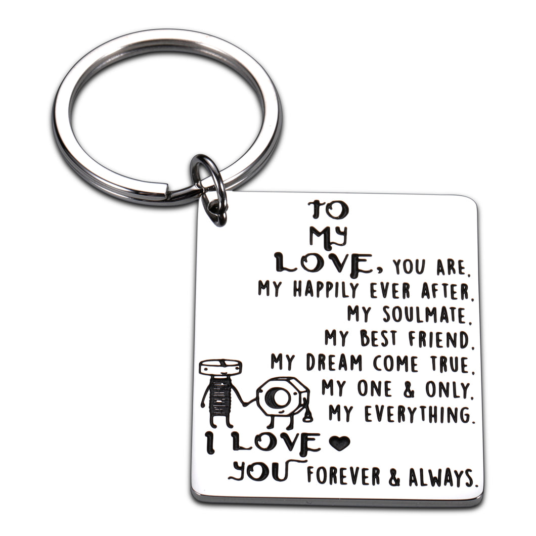 Christmas Anniversary Gif for Him Her Love Keychain for Husband Boyfriend Wife Girlfriend Women Men Birthday Jewelry for Lovers Romantic Cute Wedding Valentine Gift for Fiance Fiancee To My Love Gift