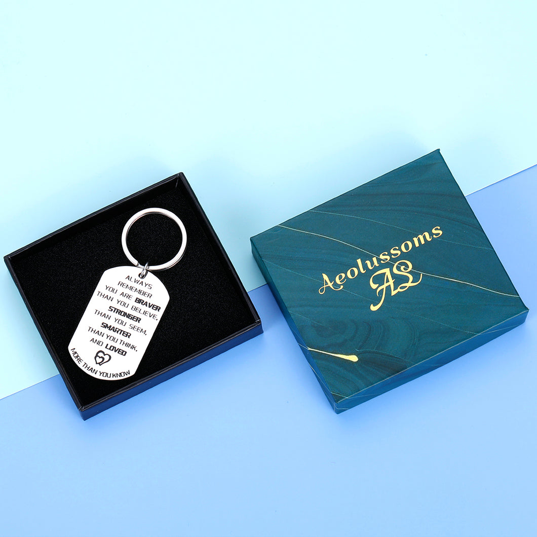 Inspirational Keychain For Daughter Son From Mom Dad You're Braver Than You Believe Graduation Christmas Anniversary Sweet Birthday Gifts For Teen Girls Women Men Family Best Friend Key Chain