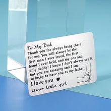 Load image into Gallery viewer, Dad Gifts from Daughter Son Metal Wallet Card Insert Daddy Father Step Dad Fathers Day Gift Mens Wedding Birthday Anniversary Valentine Christmas Gift Ideas for Husband from Wife to Daddy from Kids
