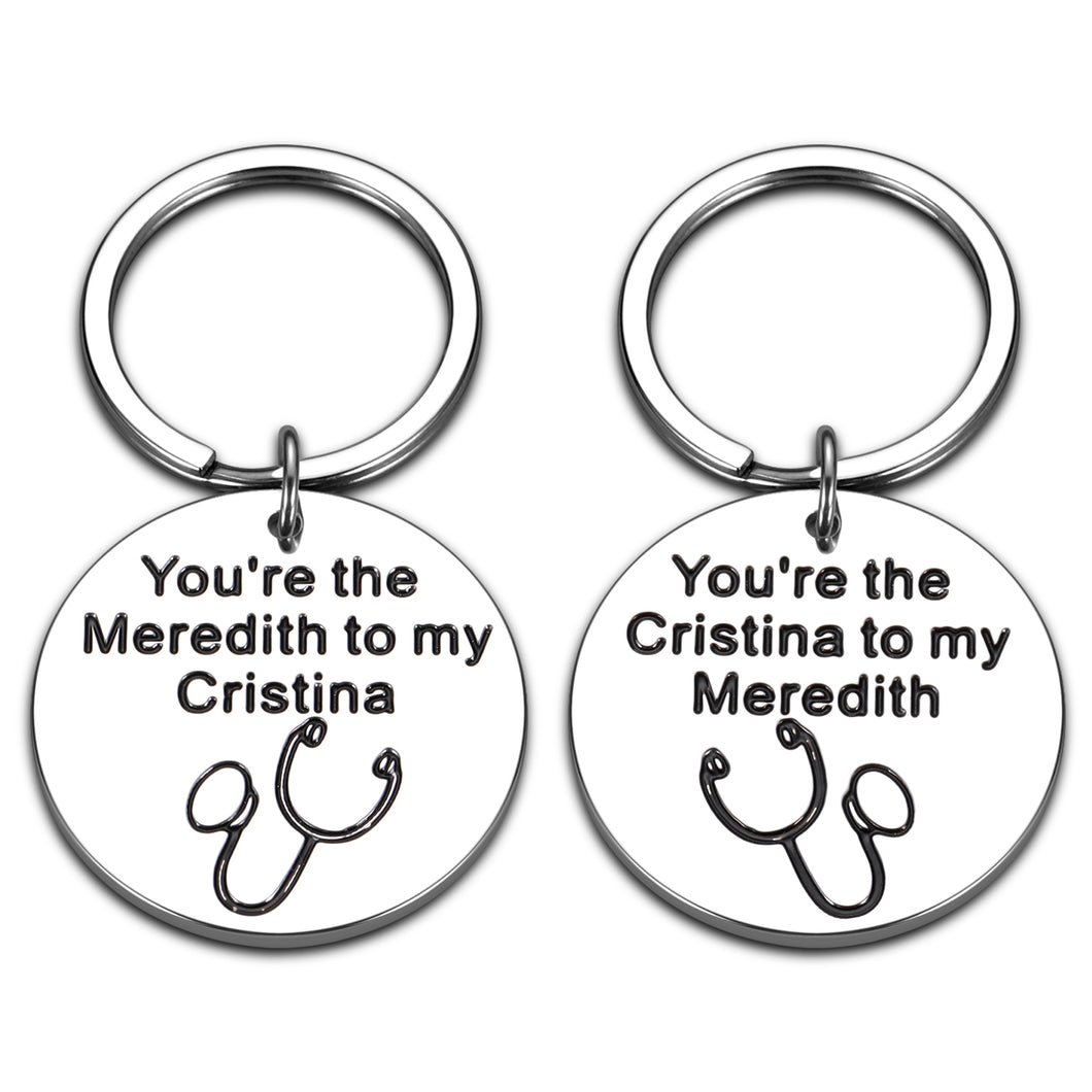 Best Friend Keychain Gifts for Women BFF Birthday Gift For Her You're The Meredith To My Cristina Inspired 2pcs Keyring Set Your Are My Person Gifts For Sister Daughter