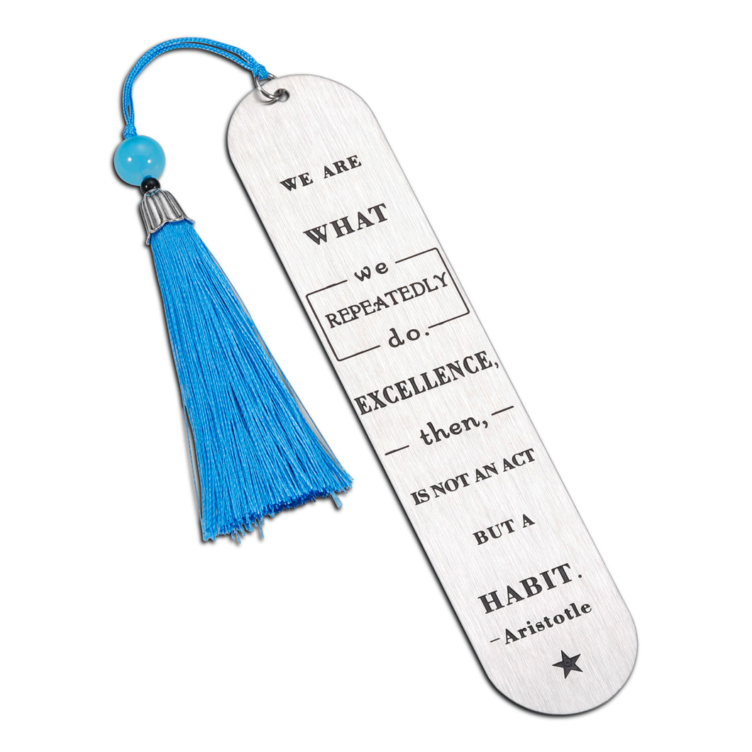 Christmas Inspirational Aristotle Excellence Quote Bookmark with Tassel Gifts for Women Men Book Lovers 2022 Graduation Gifts for Her Him Student Teacher Friends Bookworm Scholar Philosopher Gifts
