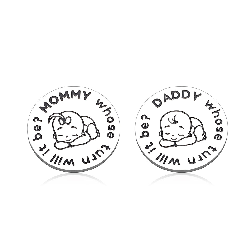 New Baby Gift for Parents Mom Dad Double-Sided Decision Coin Gifts Newborn Baby Shower First Time Mommy Daddy to Be Gift Pregnancy Fathers Mothers Day Christmas Birthday Present for Women Men