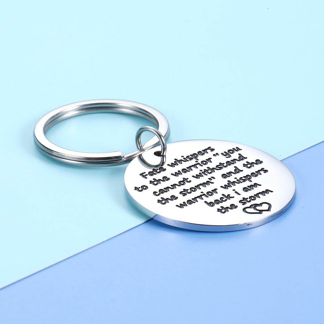 Encouragement Graduation Keychain Gifts For Women Men Teenage Girls Boys Fate Whispers To The Warrior Christmas Birthday Gifts For Friends Son Daughter Recovery Survivor Inspirational Key Chain