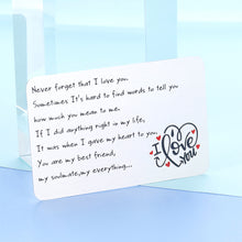 Load image into Gallery viewer, Mens Wallet Insert Card Engraved Anniversary Gif For Husband Boyfriend From Wife Girlfriend Valentines Day Gifts For Him Her Never Forget That I Love You Birthday Wedding Christmas Deployment Gifts
