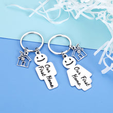Load image into Gallery viewer, Our First Home Couple Keychain Gifts 2 Pcs for New Home Owners Couple Women Men Best Friend Realtor Closing Gifts Real Estate Gifts New Home Apartment Housewarming Gifts from Agent for Clients Buyers
