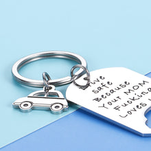 Load image into Gallery viewer, Funny New Driver Gift Drive Safe Your Mom Loves You Keychain for Son Daughter from Mom Dad Stocking Stuffer Trucker BFF 16th Birthday Gift Promise Keyring Valentine for Teens Adult Boys Girls Him Her
