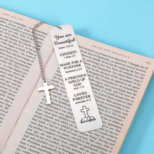 Load image into Gallery viewer, Religious Gifts for Women Men Baptism Gift for Boys Girls Christian Cross Bible Verse Bookmark for Godson Goddaughter Christmas Birthday Inspirational Graduation Gift for Him Her Kid Book Lover
