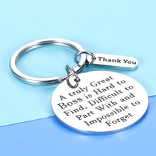Load image into Gallery viewer, Boss Appreciation Gift for Him Her Women Men Birthday Thanksgiving Keychain for Mentor Coworker Colleague Supervisor Leader Retirement A Truly Great Boss is Hard to Find Birthday Christmas Gift
