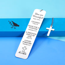 Load image into Gallery viewer, Religious Gifts for Women Men Baptism Gift for Boys Girls Christian Cross Bible Verse Bookmark for Godson Goddaughter Christmas Birthday Inspirational Graduation Gift for Him Her Kid Book Lover
