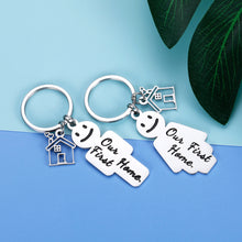 Load image into Gallery viewer, Our First Home Couple Keychain Gifts 2 Pcs for New Home Owners Couple Women Men Best Friend Realtor Closing Gifts Real Estate Gifts New Home Apartment Housewarming Gifts from Agent for Clients Buyers
