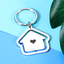 Load image into Gallery viewer, 2022 Housewarming Gifts Turnable House Keychain New Home Keychain for Family Couple Friend New Homeowner Christmas Wedding Gift for Newlyweds Our First Home Jewelry Key Ring New House Ornament
