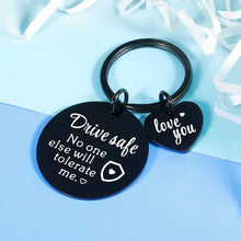 Load image into Gallery viewer, Valentines Gifts Drive Safe Keychains for Boyfriend Birthday Presents for Husband Boyfriend Fiance from Girlfriend Wife Christmas Gifts for Him Her Couple Gifts New Driver Gifts for Women Men
