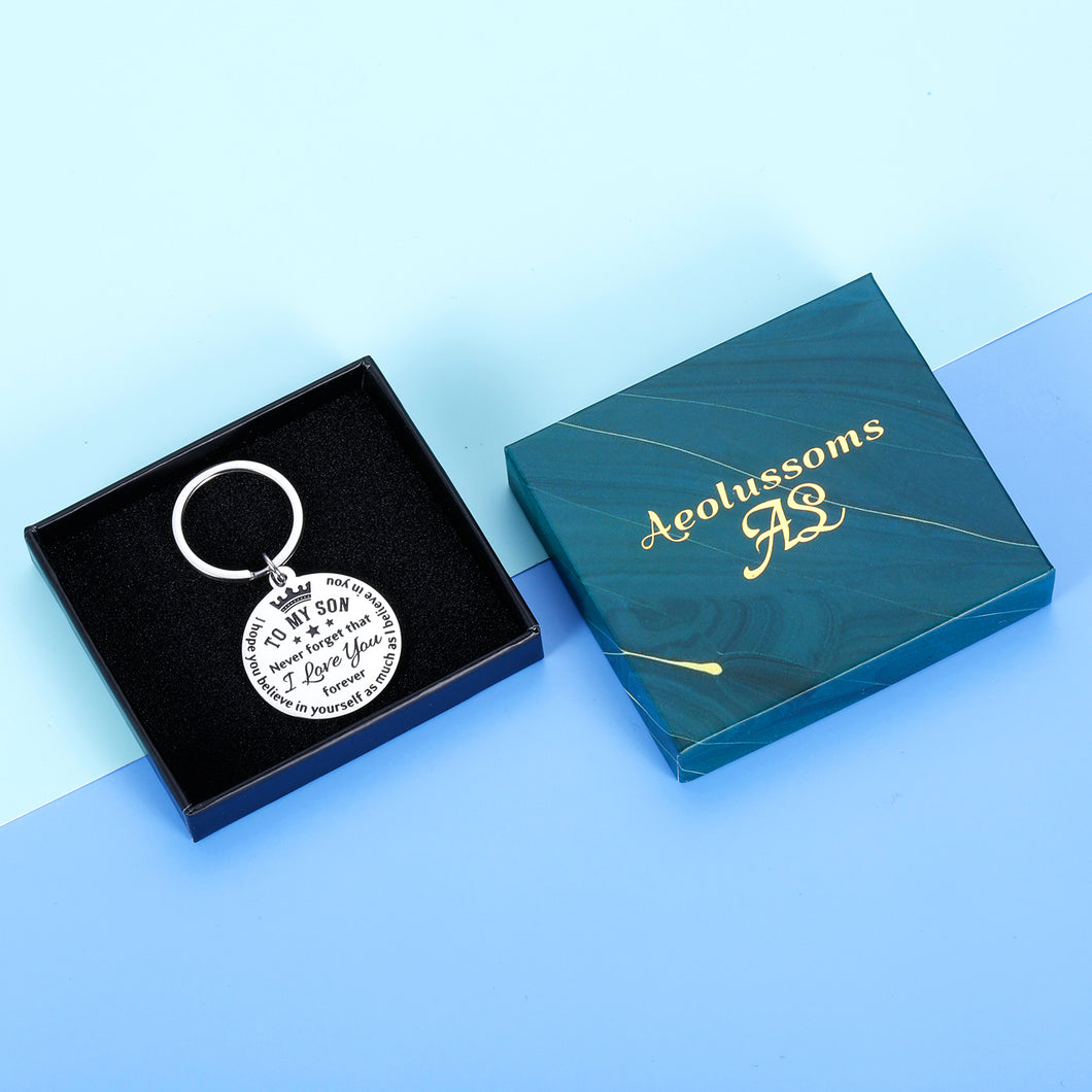 to My Son Keychain from Mom Dad Inspirational Keepsake for Teen Boys 16 18 21 Birthday Back to School Graduation Christmas Inspirational Souvenir for Teenage Boys Adult Son Him First Day of School
