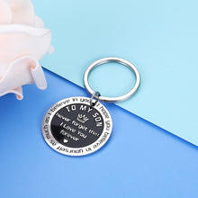 Load image into Gallery viewer, To My Son Inspirational Gifts I Love You Keychain From Step Mother Mom Dad Sweet 16th 18th 21st Birthday Graduation Christmas Back To School Gift For Boys Kids Teen Adult Men Foster Son Him Keyring
