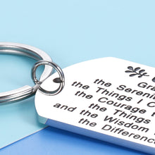 Load image into Gallery viewer, Spiritual Serenity Prayer Sobriety Keychain Gifts for Women Men Dog Tag Pendant Addiction Recovery AA Pendant Gift of Religious Grant Me Serenity Key Ring Recovery Gifts for Friends Sober Him Her
