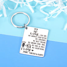 Load image into Gallery viewer, Christmas Anniversary Gif for Him Her Love Keychain for Husband Boyfriend Wife Girlfriend Women Men Birthday Jewelry for Lovers Romantic Cute Wedding Valentine Gift for Fiance Fiancee To My Love Gift
