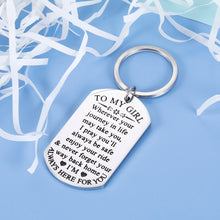Load image into Gallery viewer, To My Little Girl Inspirational Gifts Keychain For Daughter From Mom Dad Sweet 16th 18th 21st Birthday Graduation Wedding Christmas Mothers Day Gift For Step Teen Adult Daughter Girls Kids Keyring
