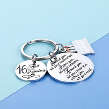 Load image into Gallery viewer, 16 Birthday Keychain Gifts for Girls Boys Teens Kids Friends Family Son Daughter Sweet 16th And Fabulous Key Chain Inspirational Gift Ideas Happy Birthday Charms Jewelry for Niece Nephew Him Her
