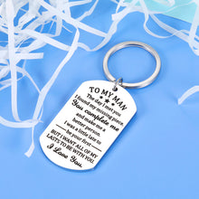Load image into Gallery viewer, Valentines Gifts for Men To My Man Keychain Christmas Anniversary Birthday Gift for Him Husband Boyfriend Hubby Groom Fiance Engagement Wedding Present from Girlfriend Wife I Love You Gift Key Ring
