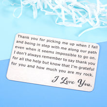 Load image into Gallery viewer, Engraved Wallet Insert Love Note Card for Men Husband Boyfriend Anniversary Birthday I Love You Christmas Valentines Gift Ideas for Him Best Friends Thank You Parents Gifts for Mom Dad From Daughter Son
