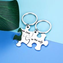 Load image into Gallery viewer, Couple Keychain Gifts for Husband Wife Him Her Stocking Stuffer Birthday Wedding Anniversary Valentines Gift for Girlfriend Boyfriend Women Men Novelty Puzzle Piece Key Chain Pendant Charm 2pcs
