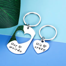 Load image into Gallery viewer, Couple Gifts For Boyfriend And Girlfriend Him Her His Crazy Her Weirdo Keychain Matching Gifts For Husband Wife Couples Stocking Stuffer For Adult Women Men Valentine&#39;s Day Anniversary Birthday Gifts
