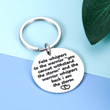 Load image into Gallery viewer, Encouragement Graduation Keychain Gifts For Women Men Teenage Girls Boys Fate Whispers To The Warrior Christmas Birthday Gifts For Friends Son Daughter Recovery Survivor Inspirational Key Chain
