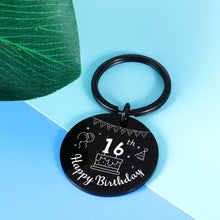 Load image into Gallery viewer, Sweet 16th Birthday Gifts for Teens Boys Girls Kids Friends Family Son Daughter 16 Year Old Girl Birthday Gift Ideas for Women Men Granddaughter Grandson Birthday Present Double-Sided Keychain Jewelry
