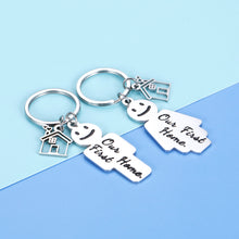 Load image into Gallery viewer, Our First Home Couple Keychain Gifts 2 Pcs for New Home Owners Couple Women Men Best Friend Realtor Closing Gifts Real Estate Gifts New Home Apartment Housewarming Gifts from Agent for Clients Buyers
